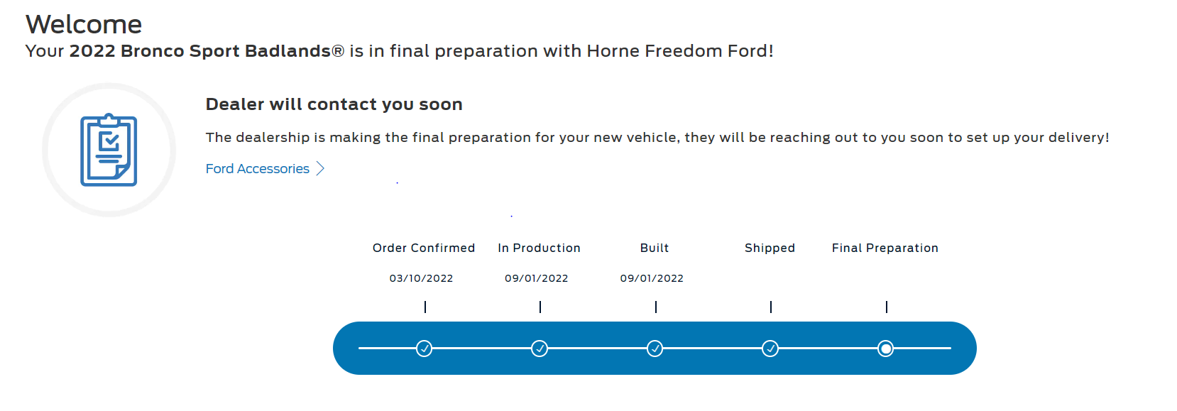Ford Bronco Sport Stuck "Awaiting Shipment" Waiting Room 1666413217268