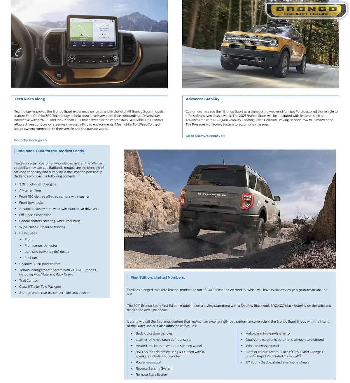 2021 Bronco Sport eSourceBook 85 Pages of Specifications, Packaging