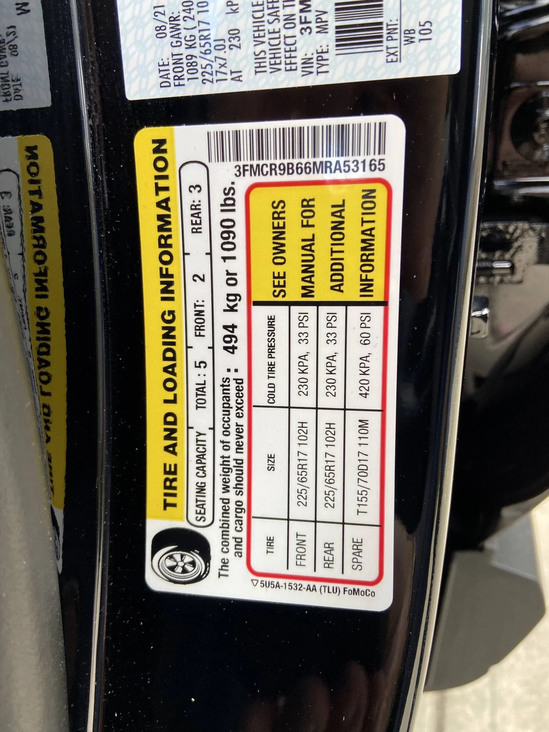 Tire Pressure 2021+ Ford Bronco Sport Forum