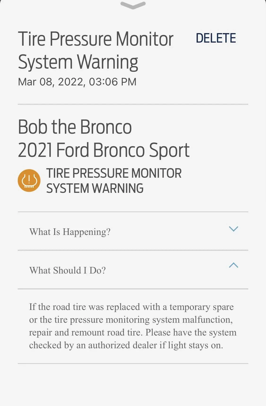 Tire Pressure Monitor System warning 2021+ Ford Bronco Sport Forum