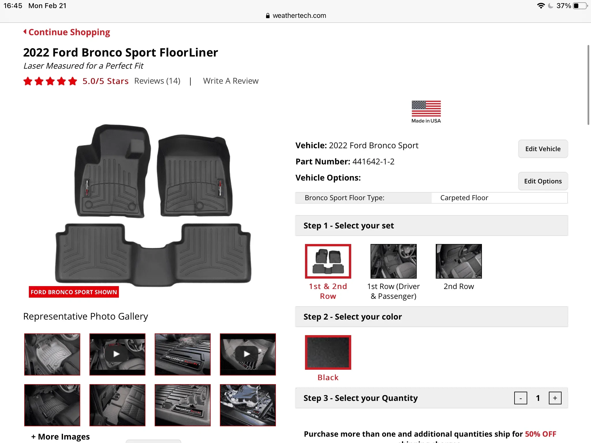 2021 Ford Bronco Sport Rubber Floor Mats