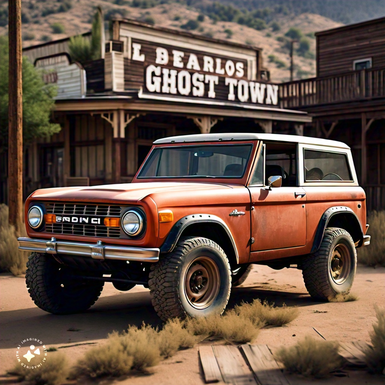 Ford Bronco Sport /imagine a Bronco Sport using Meta AI ? ford_bronco_in_a_ghost_town