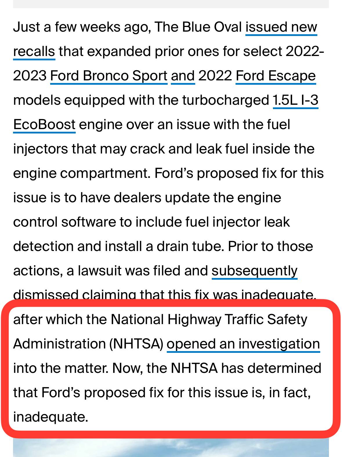 Ford Bronco Sport Update on the 1.5L drain hose recall from NHTSA. IMG_3895