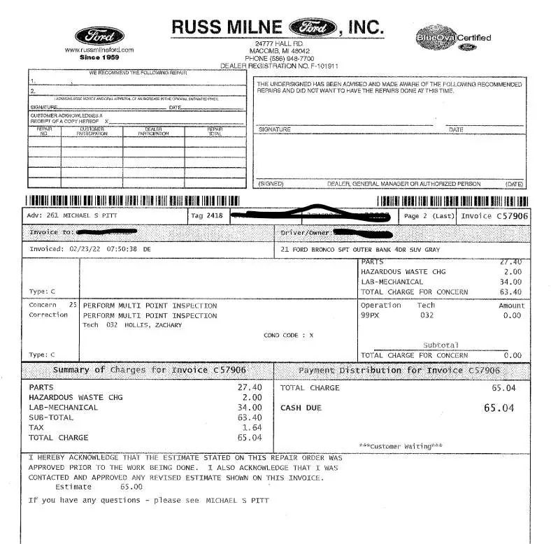 The Works Oil Change, cost? Page 2 2021+ Ford Bronco Sport Forum