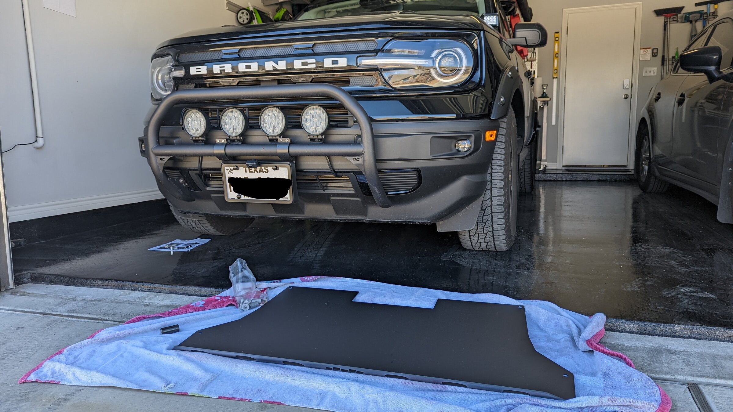 Ford Bronco Sport Rally Innovations light bar and skid plate installed on Bronco Sport PXL_20220219_200320529~2